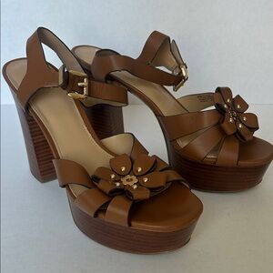 Michael Kors brown Platform Sandals with Floral Accent